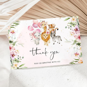 Carte de remerciement Safari. Fille anniversaire j