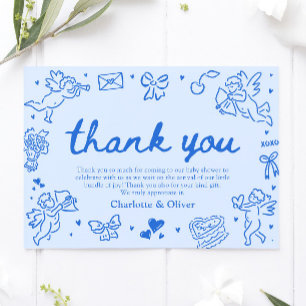 Carte de remerciement Saint-Valentin dessinée à la