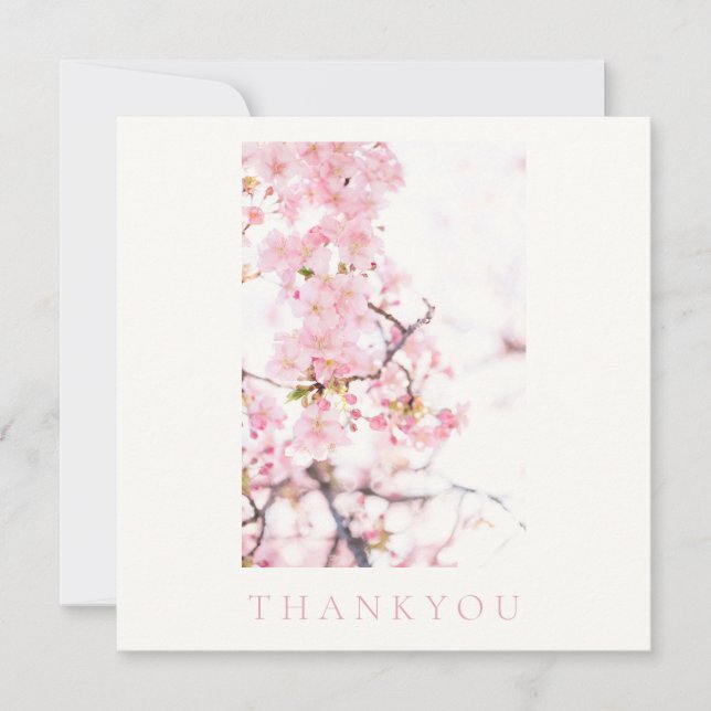 Carte de remerciement simple: CHERRY BLOSSOM BRANC (Devant)