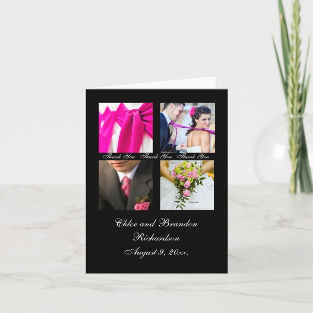 Carte de remerciement simple collage (noir) (Devant)