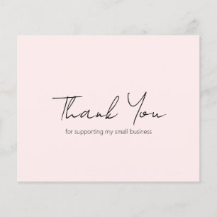 Carte de remerciement simple moderne rose pour ent