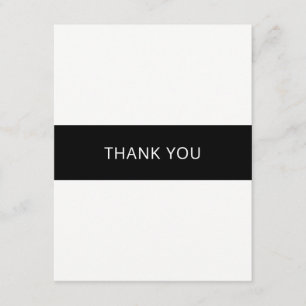 Carte de remerciement simple noir et blanc - à pla
