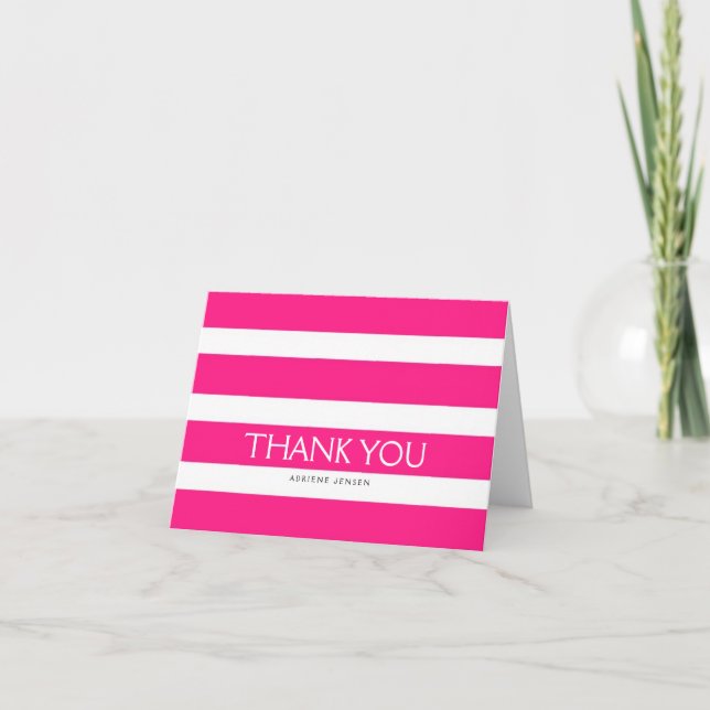 Carte de remerciement Simply Stripes / Rose (Devant)
