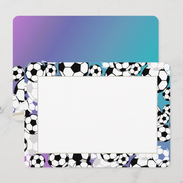 Carte de remerciement Soccer Flat (Devant / Derrière)