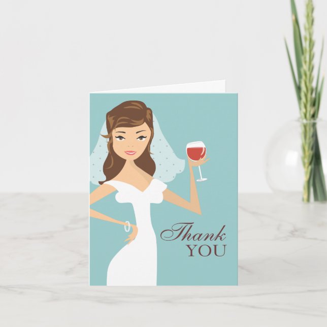 Carte de remerciement sur le thème du vin pour une (Devant)