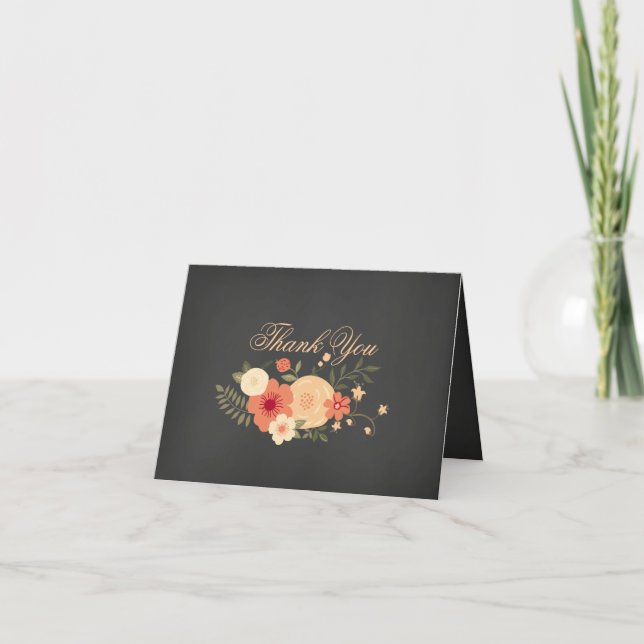 Carte de remerciement Sweet Floral Chalkboard (Devant)