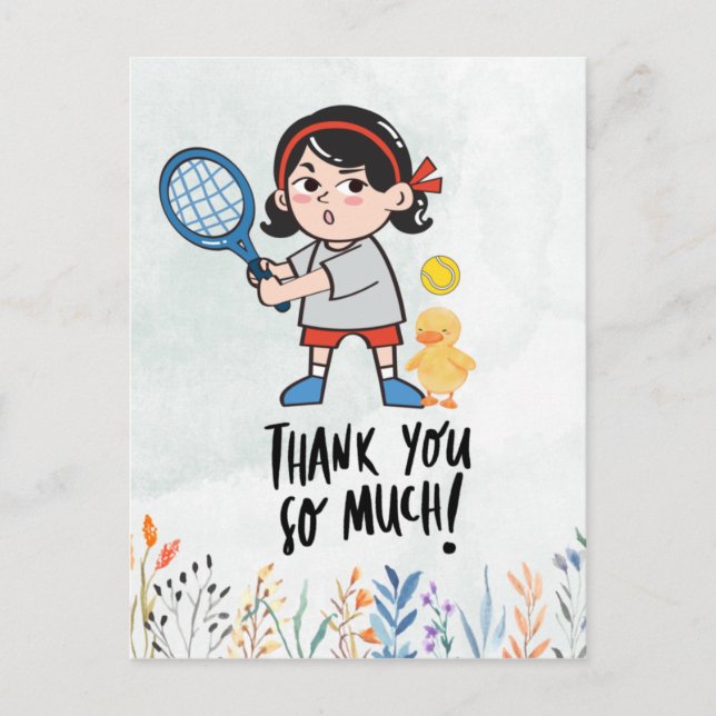 Carte de remerciement Tennis pour entraîneuse aqua (Devant)