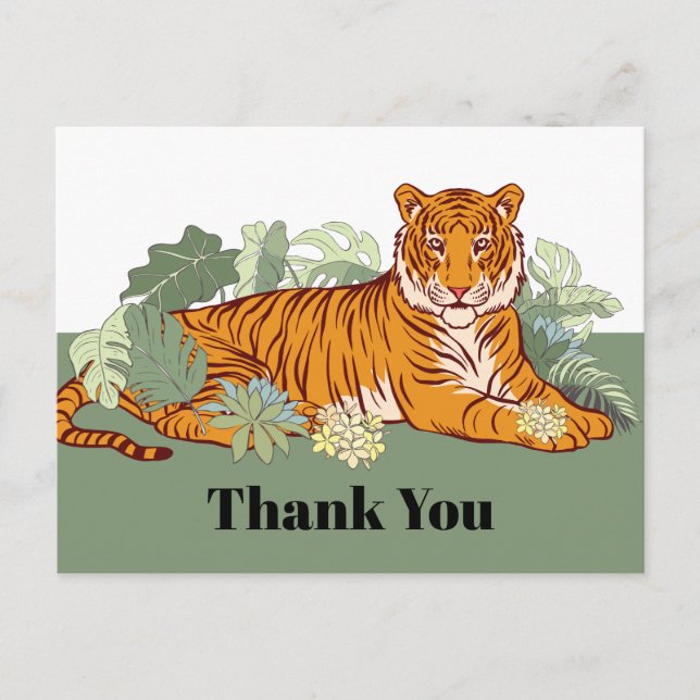 Carte de remerciement tigre, fête de salutation an (Devant)