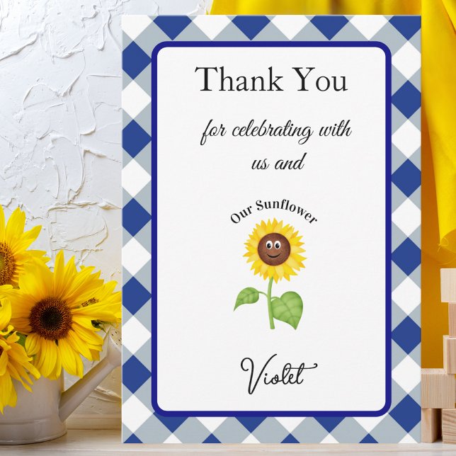 Carte de remerciement Tournesol Enfants Anniversai (Sunflower Collection)