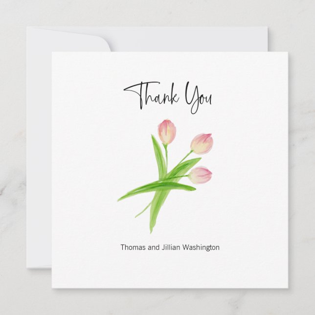 Carte de remerciement Tulipes Aquarelle Personnali (Devant)