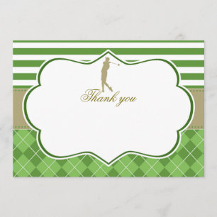 Carte de remerciement vert or golf