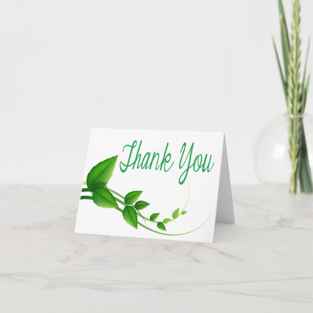 Carte de Remerciement Verte et Blanche à Motif de  (Devant)