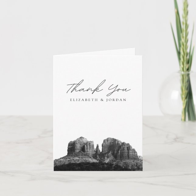 Carte de remerciement vierge noir et blanc Sedona (Devant)
