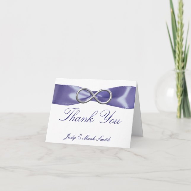 Carte de remerciement Violet Bleu Argent Infini (Devant)