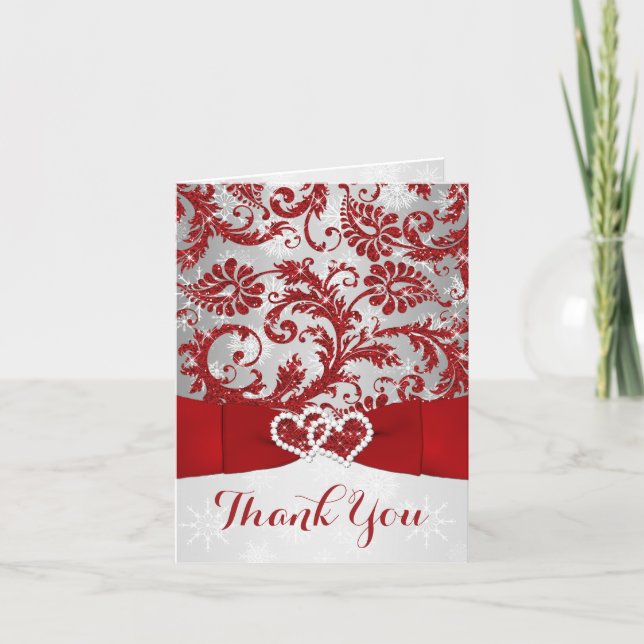 Carte de remerciement Winter Wonderland - Rouge (Devant)