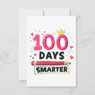 Carte De Remerciements 100 Jours plus intelligents d'enseignant scolaire