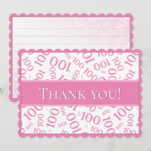 Carte De Remerciements 100 "Merci !" Motif numérique rose et blanc