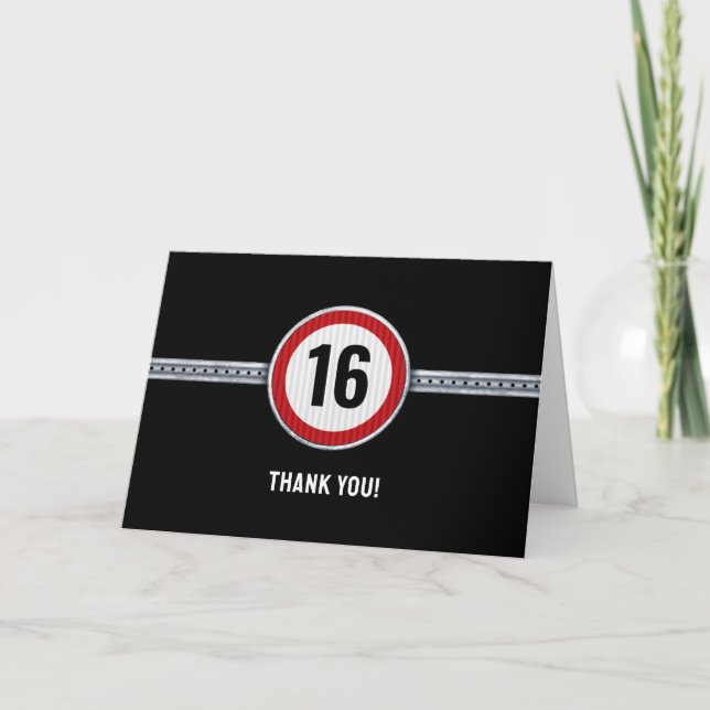 Carte De Remerciements 16th Birthday Speed Limit (Devant)