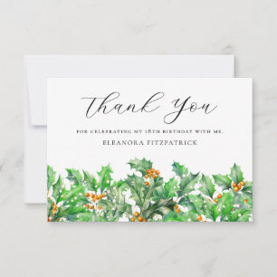 Carte De Remerciements 18e anniversaire Holly Décembre Fleur de naissance
