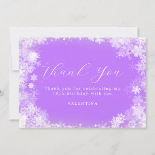Carte De Remerciements 18e anniversaire Wonderland Snowflake violet