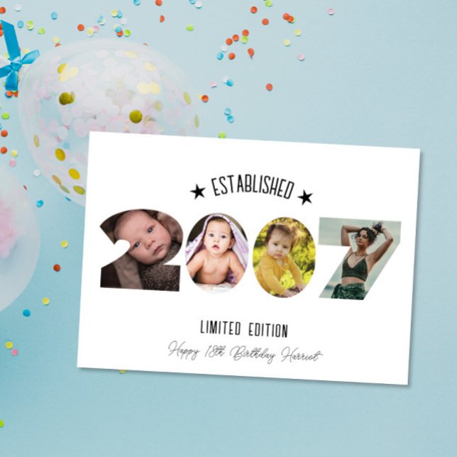 Carte De Remerciements 18th birthday Photo Collage established 2007 (Créateur téléchargé)