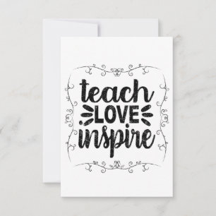 Carte De Remerciements 1- Enseigner l'Amour Inspirer chemise, Retro Ensei