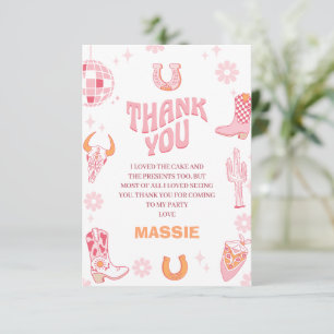 Carte De Remerciements 1er anniversaire de la première rodéo rose rétro