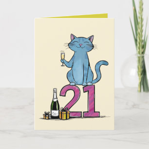 Carte De Remerciements 21e anniversaire fête du chat 21 ans 21 ans 201e
