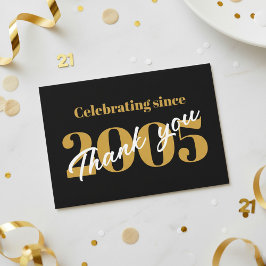 Carte De Remerciements 21st Birthday 2005 Retro Black And Gold