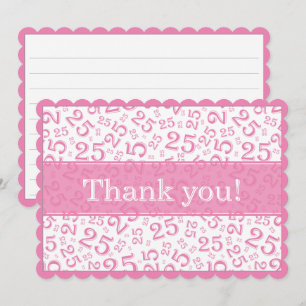Carte De Remerciements 25 "Merci !" Motif numérique rose/blanc