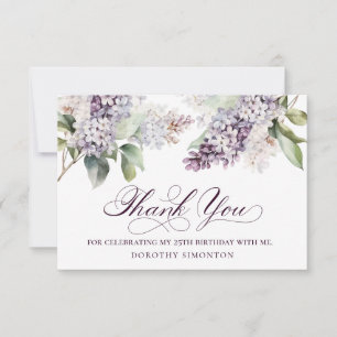 Carte De Remerciements 25e Anniversaire Fleur de Printemps Lilas Violet