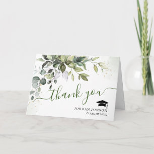 Carte De Remerciements 2 PHOTO Elegant Eucalyptus Greenery Graduation