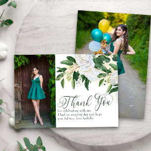 Carte De Remerciements 2 Photo Green Peony Rose Floral