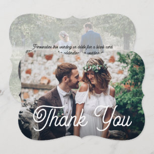 Carte De Remerciements 2 Photo Stylish Retro Script Elegant Shape Wedding