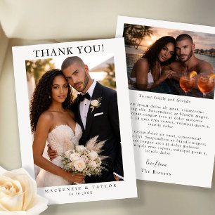 Carte De Remerciements 2 Photographies Mariage Personnalisé Avec Message