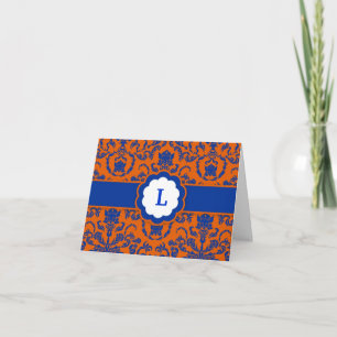Carte De Remerciements 311-Lauren Damask   Royal Blue