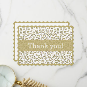 Carte De Remerciements 35 "Merci !" Motif de nombre or/blanc