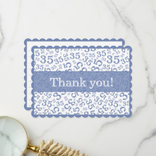 Carte De Remerciements 35 "Merci !" Motif de nombres bleu/blanc
