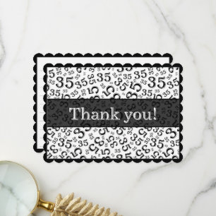 Carte De Remerciements 35 "Merci !" Motif de nombres noir/blanc