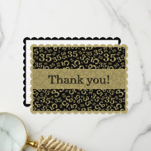 Carte De Remerciements 35 "Merci!" Motif de nombres Noir/Or