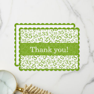 Carte De Remerciements 35 "Merci!" Motif de nombres Vert/Blanc