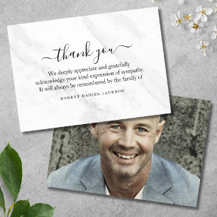 Carte De Remerciements 3.5x5 Funeral Thank You Note Grief Marbre blanc