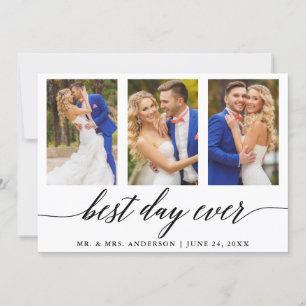 Carte De Remerciements 3 Photo Calligraphie Mariage Meilleur Jour Jamais