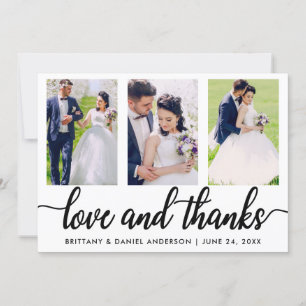 Carte De Remerciements 3 Photo Mariage Love and Thanks
