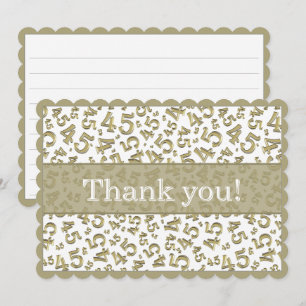 Carte De Remerciements 45 "Merci !" Motif de nombres or/blanc