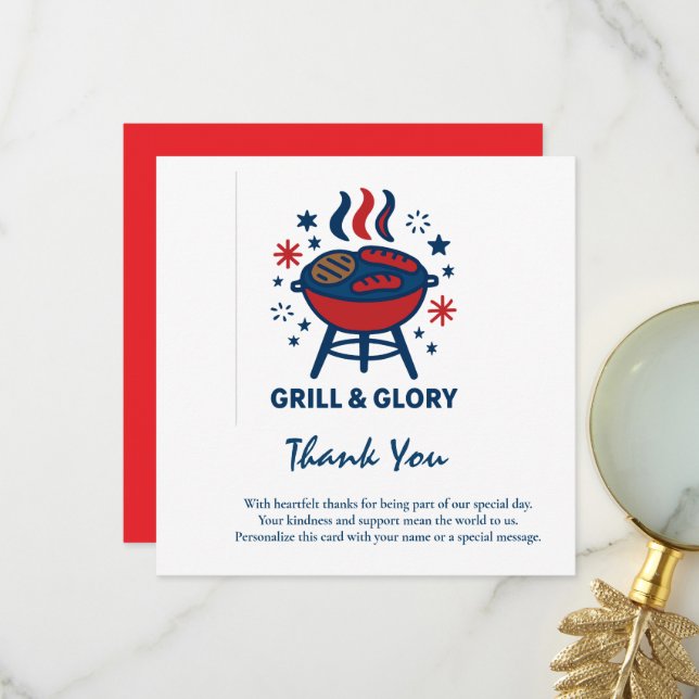 Carte De Remerciements 4 juillet - Appréciation patriotique (Devant/Arrière en situation)