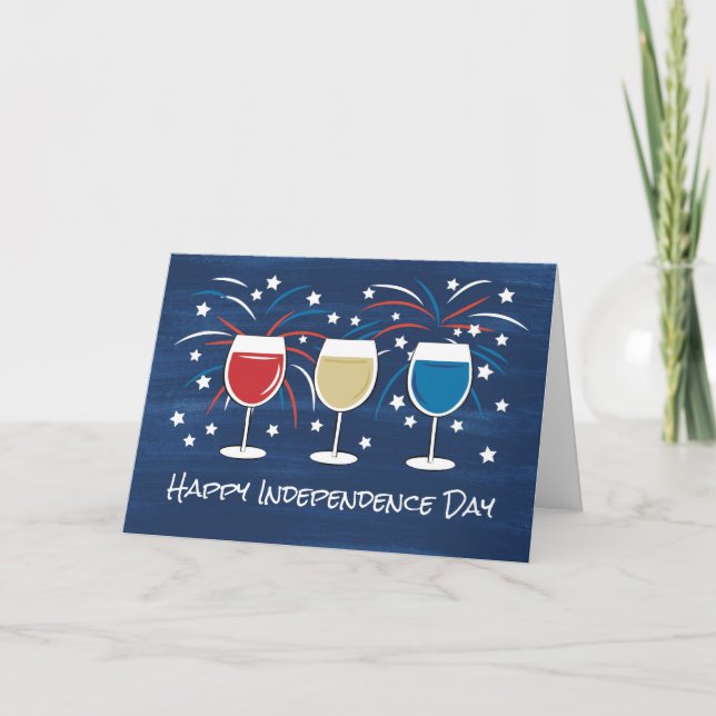Carte De Remerciements 4 juillet Fête de l'Indépendance Thème Vin (Devant)