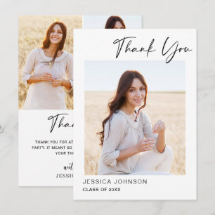 Carte De Remerciements 4 PHOTO Graduation Simple Minimum Moderne