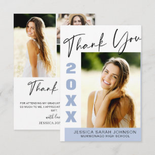 Carte De Remerciements 4 PHOTO Graduation Simple Minimum Moderne