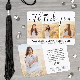 Carte De Remerciements 4 Photo Nouvelle Adresse Moderne Script Graduation